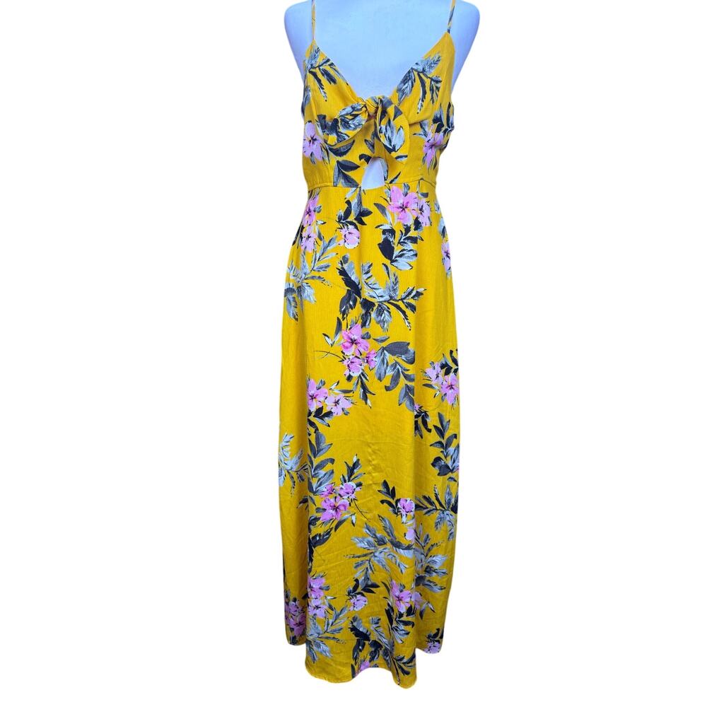 Francesca's Miami LARGE marigold floral tropical maxi NWT cutout tie chest